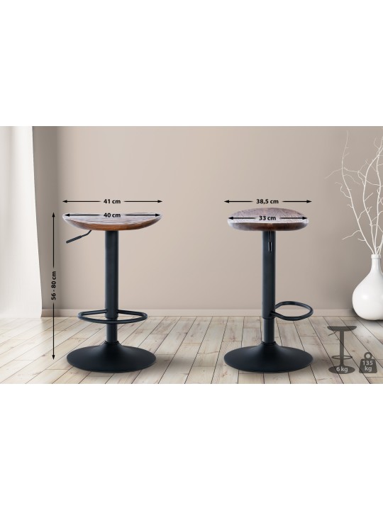 Ensemble de 4 tabourets de bar Skelde, noyer