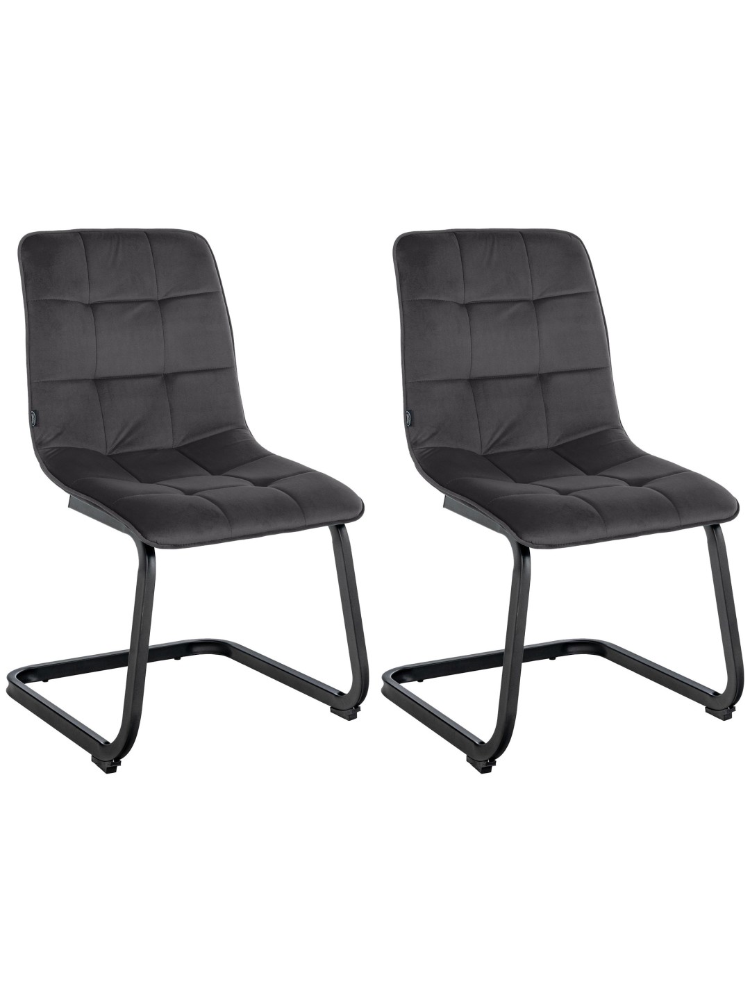 Lot de 2 chaises de salle à manger velours Vermont, noir