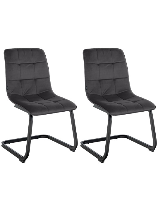 Lot de 2 chaises de salle à manger velours Vermont, noir