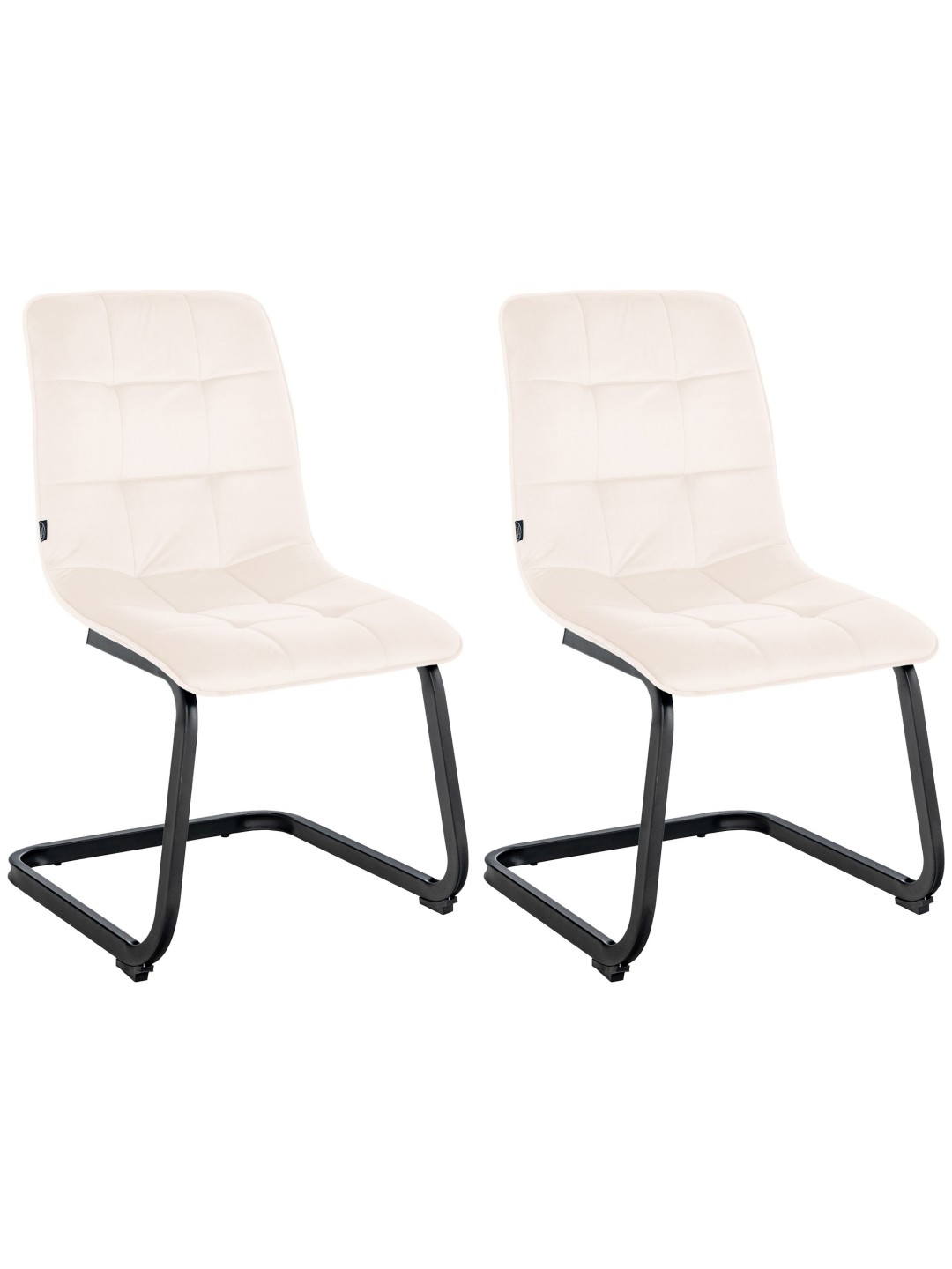 Lot de 2 chaises de salle à manger velours Vermont, crème