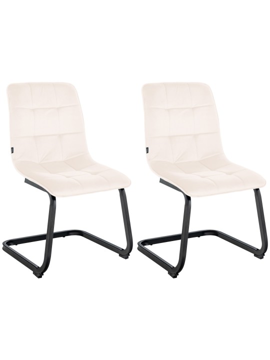 Lot de 2 chaises de salle à manger velours Vermont, crème