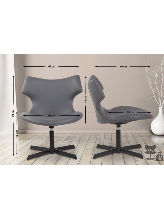 Chaise longue Welland simili cuir, gris