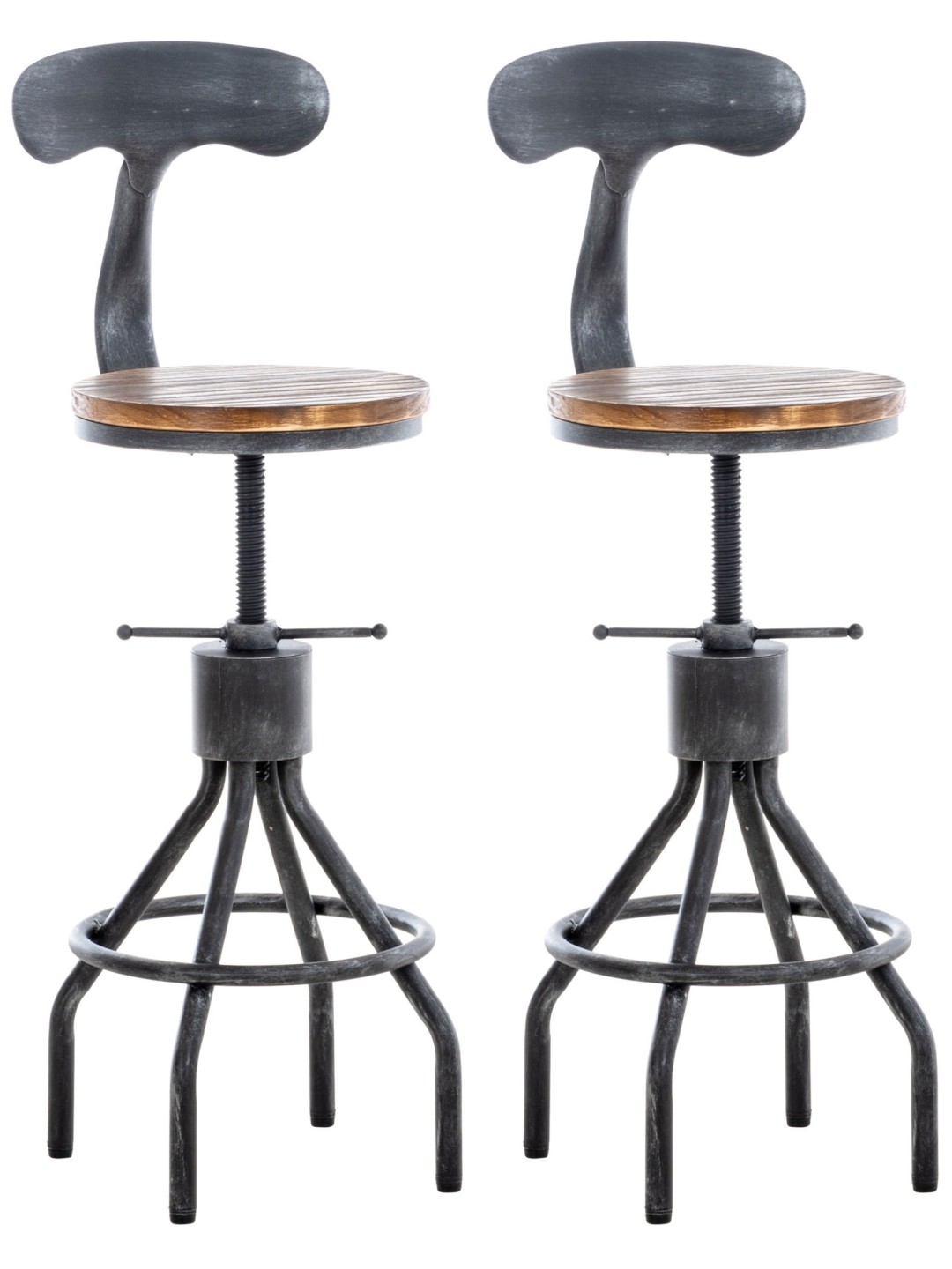 Lot de 2 tabourets de bar Hanam, argent antique