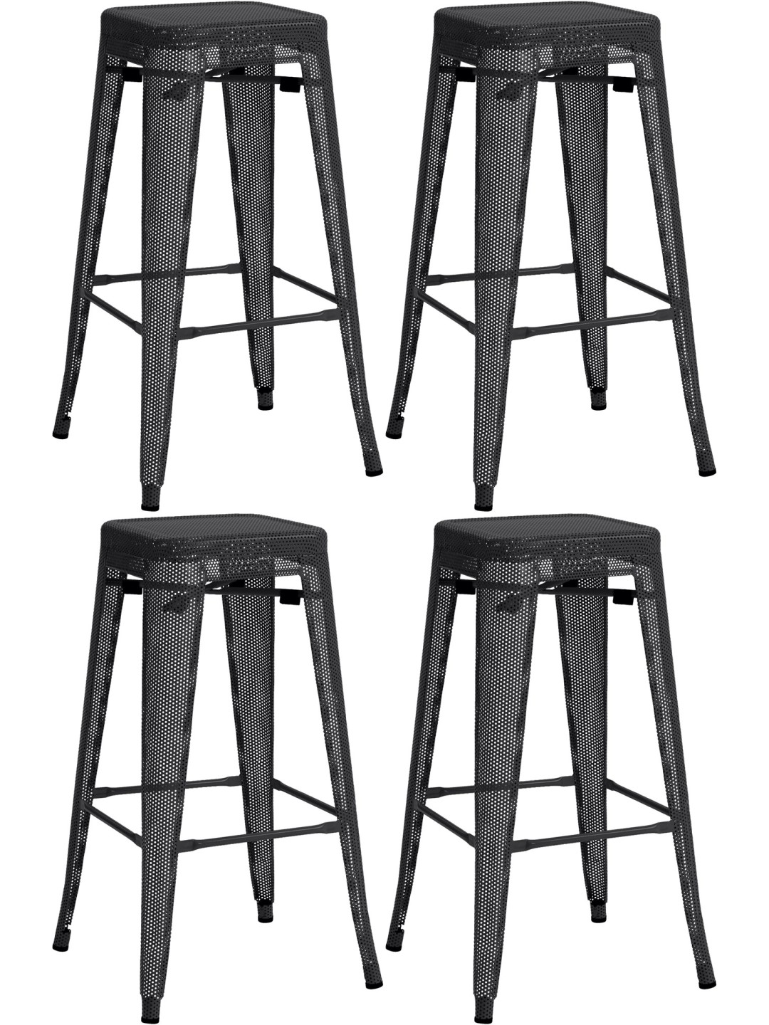 Ensemble de 4 tabourets de bar Fletcher, noir