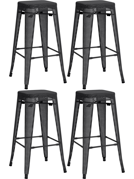 Ensemble de 4 tabourets de bar Fletcher, noir