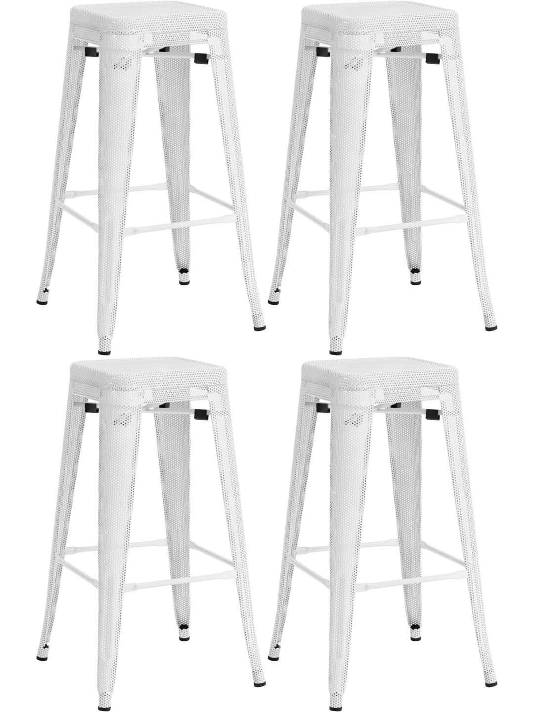 Ensemble de 4 tabourets de bar Fletcher, blanc