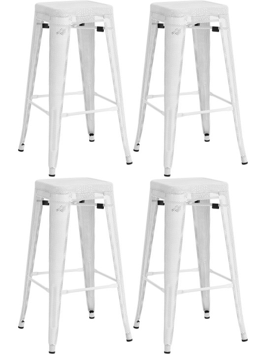 Ensemble de 4 tabourets de bar Fletcher, blanc