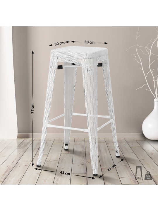 Ensemble de 4 tabourets de bar Fletcher, blanc