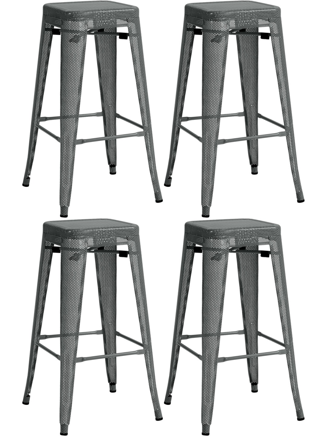 Ensemble de 4 tabourets de bar Fletcher, gris