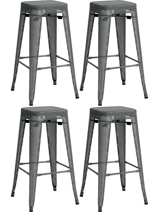 Ensemble de 4 tabourets de bar Fletcher, gris