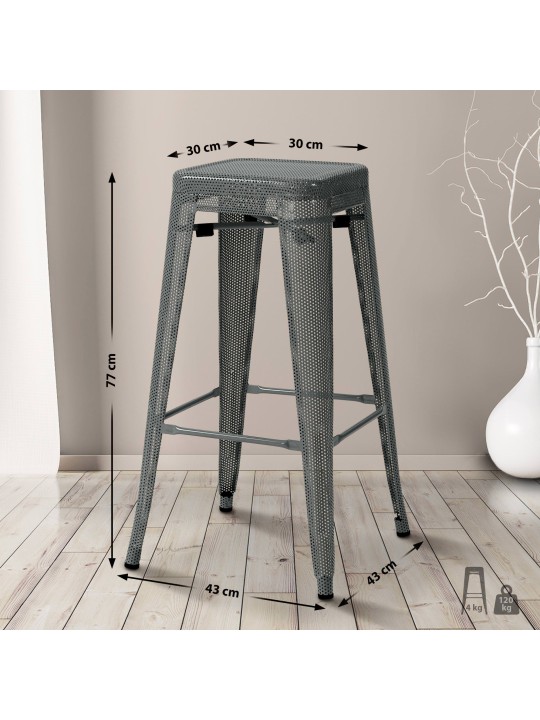 Ensemble de 4 tabourets de bar Fletcher, gris