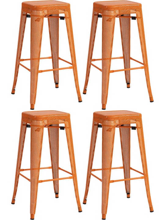 Ensemble de 4 tabourets de bar Fletcher, orange