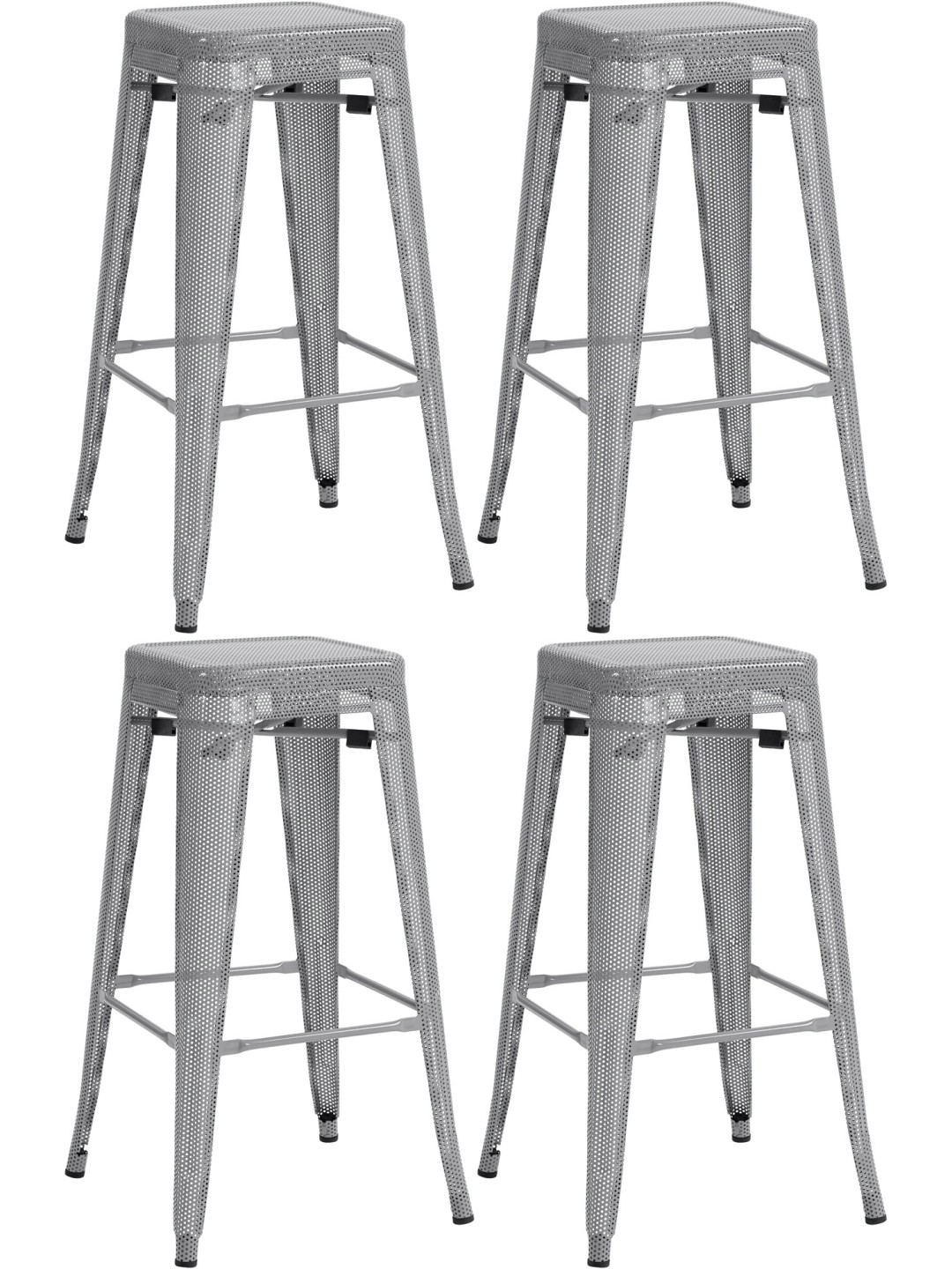Ensemble de 4 tabourets de bar Fletcher, argent
