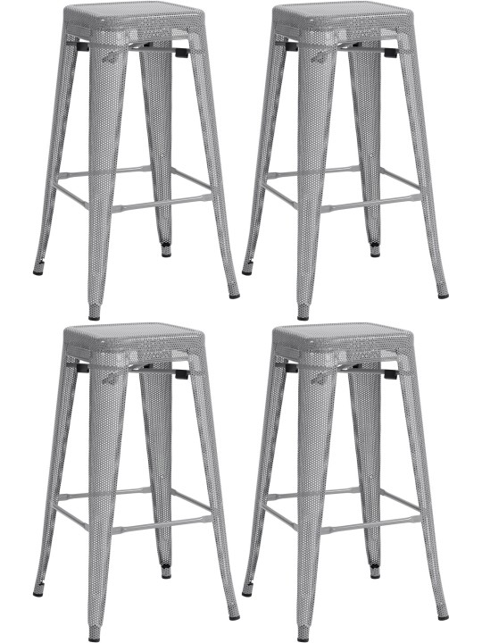 Ensemble de 4 tabourets de bar Fletcher, argent Ensemble de 4 tabourets de bar Fletcher, argent