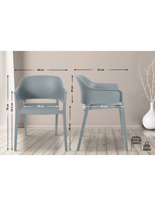 Chaise empilable Puebla, gris