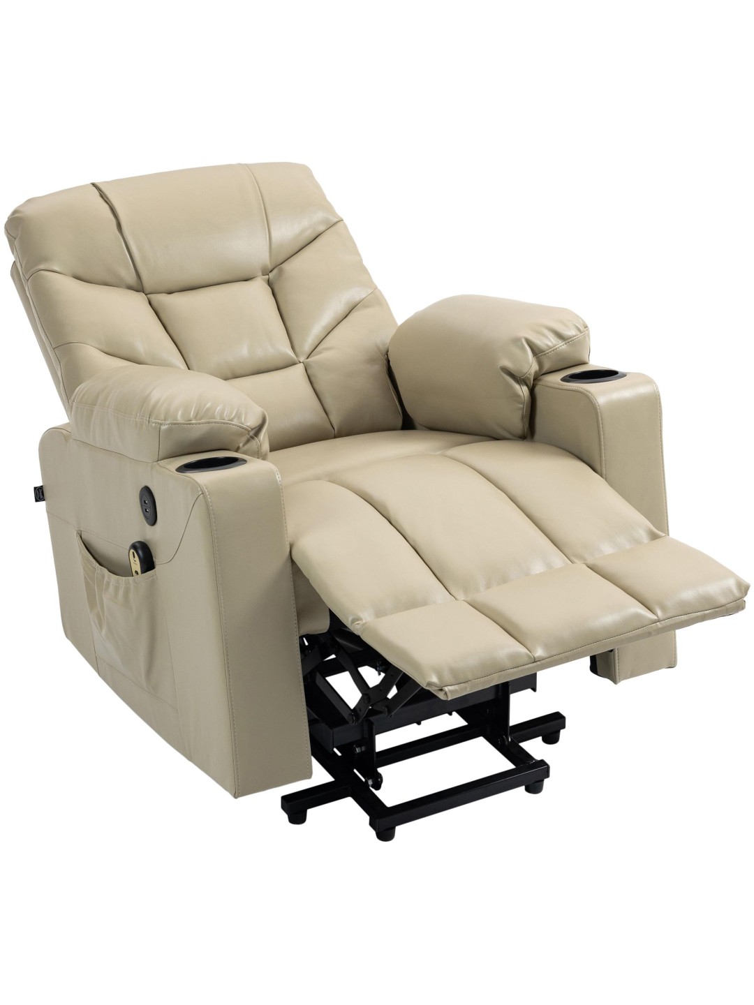 Fauteuil Andover simili cuir, crème