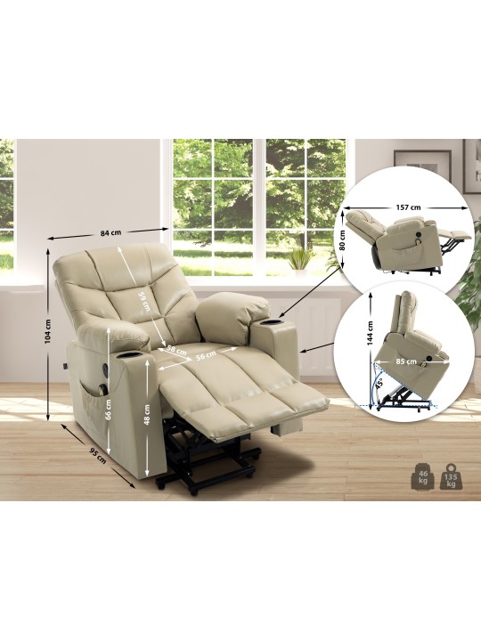 Fauteuil Andover simili cuir, crème Fauteuil Andover simili cuir, crème