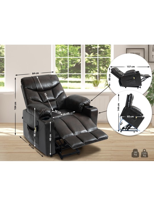 Fauteuil Andover simili cuir, brun