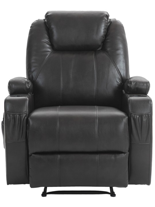 Fauteuil Hepler avec fonction massage simili cuir, brun