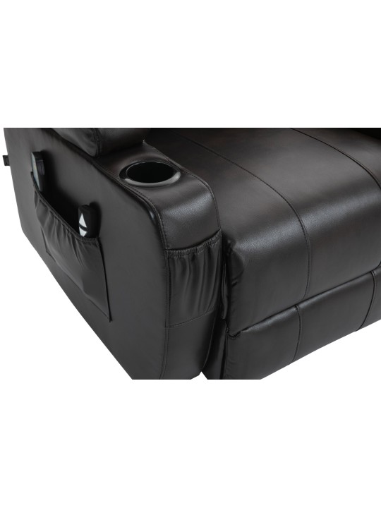 Fauteuil Hepler avec fonction massage simili cuir, brun