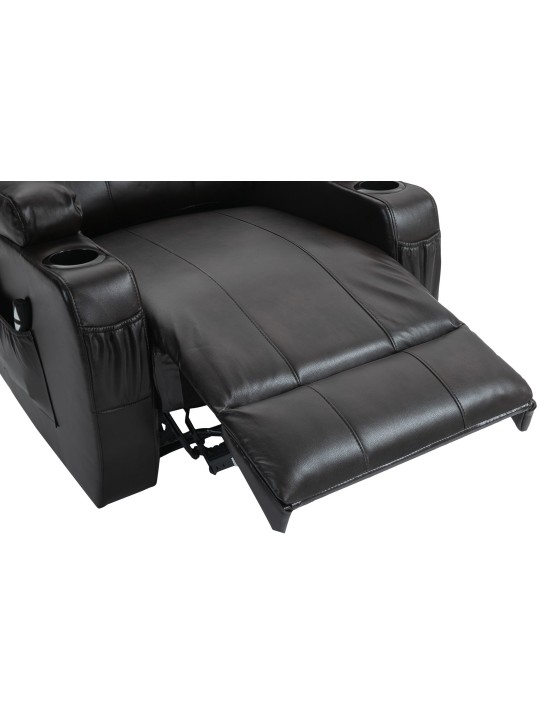 Fauteuil Hepler avec fonction massage simili cuir, brun