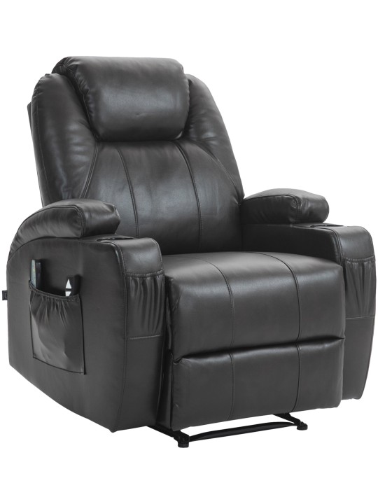 Fauteuil Hepler avec fonction massage simili cuir, brun