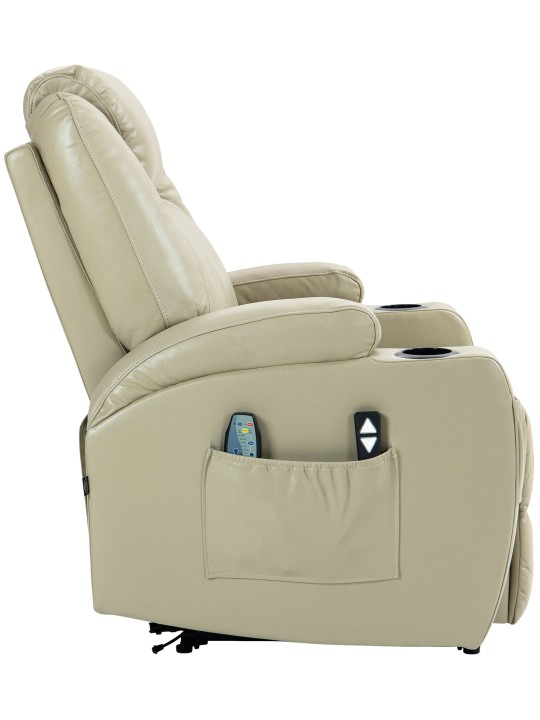 Fauteuil Hepler avec fonction massage simili cuir, crème Fauteuil Hepler avec fonction massage simili cuir, crème