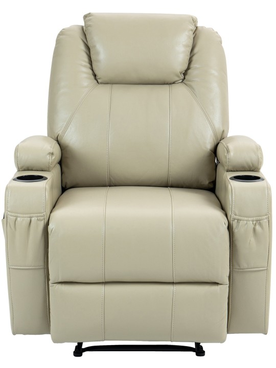 Fauteuil Hepler avec fonction massage simili cuir, crème Fauteuil Hepler avec fonction massage simili cuir, crème