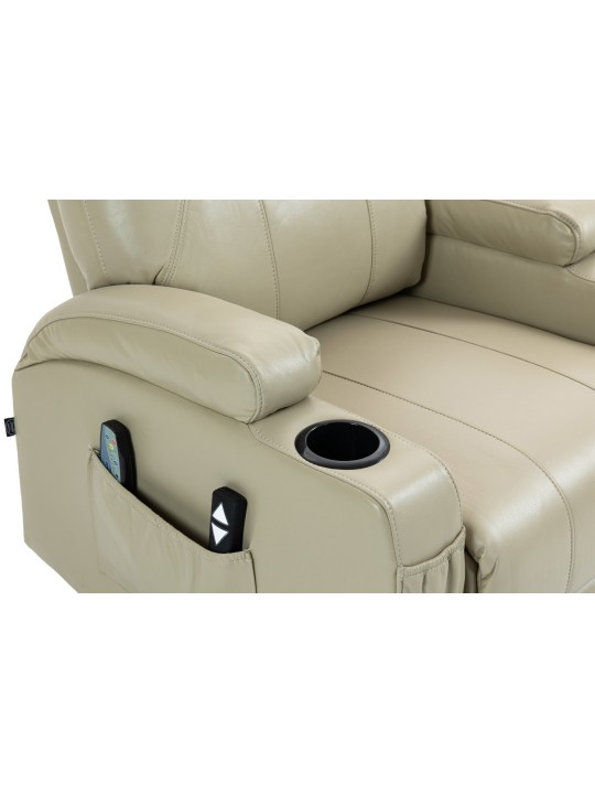Fauteuil Hepler avec fonction massage simili cuir, crème Fauteuil Hepler avec fonction massage simili cuir, crème