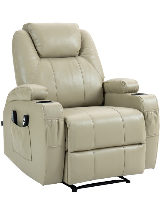 Fauteuil Hepler avec fonction massage simili cuir, crème Fauteuil Hepler avec fonction massage simili cuir, crème