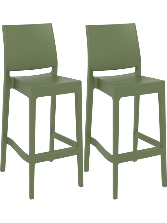 Lot de 2 tabourets de bar Maya, olive