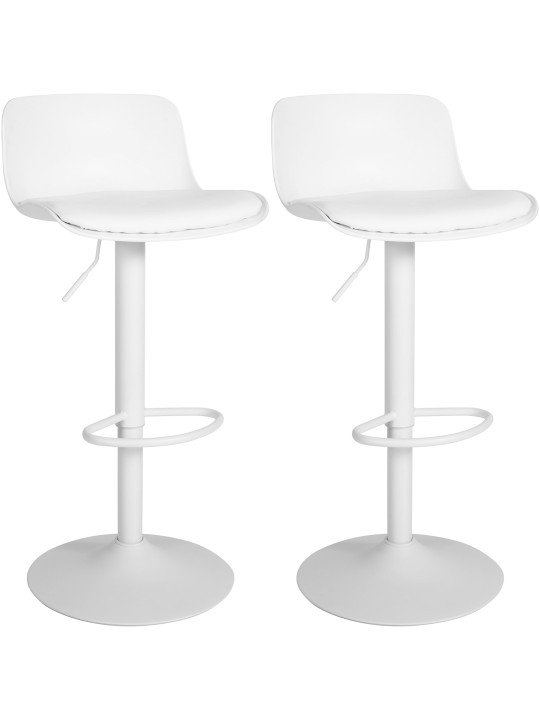 Lot de 2 tabourets de bar Almada simili cuir, blanc Lot de 2 tabourets de bar Almada simili cuir, blanc