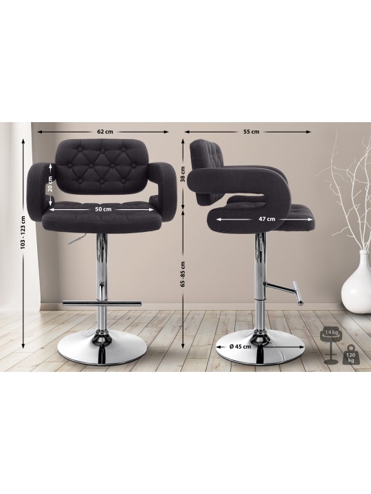 Tabouret de bar Dublin FABRIC C, noir