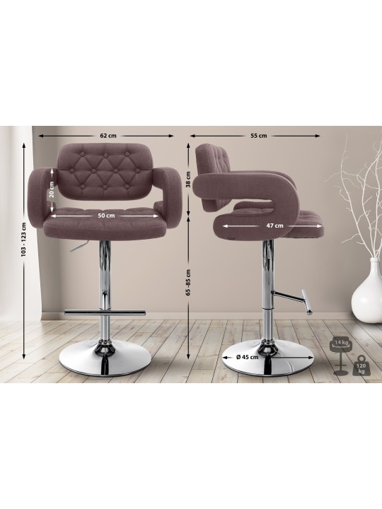 Tabouret de bar Dublin FABRIC C, brun