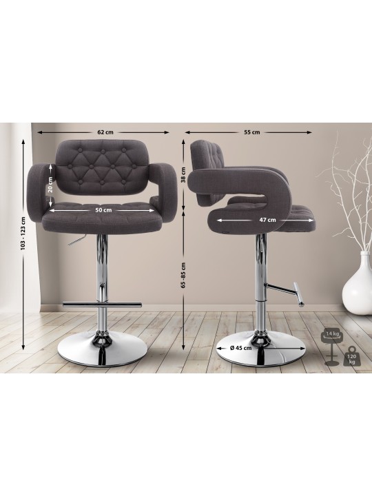 Tabouret de bar Dublin FABRIC C, gris foncé