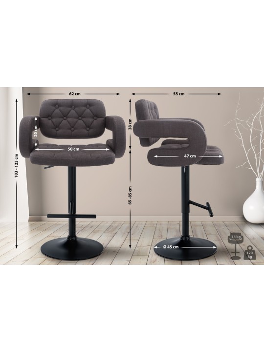 Tabouret de bar Dublin FABRIC, gris foncé Tabouret de bar Dublin FABRIC, gris foncé