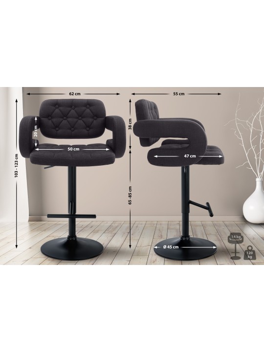 Tabouret de bar Dublin FABRIC, noir
