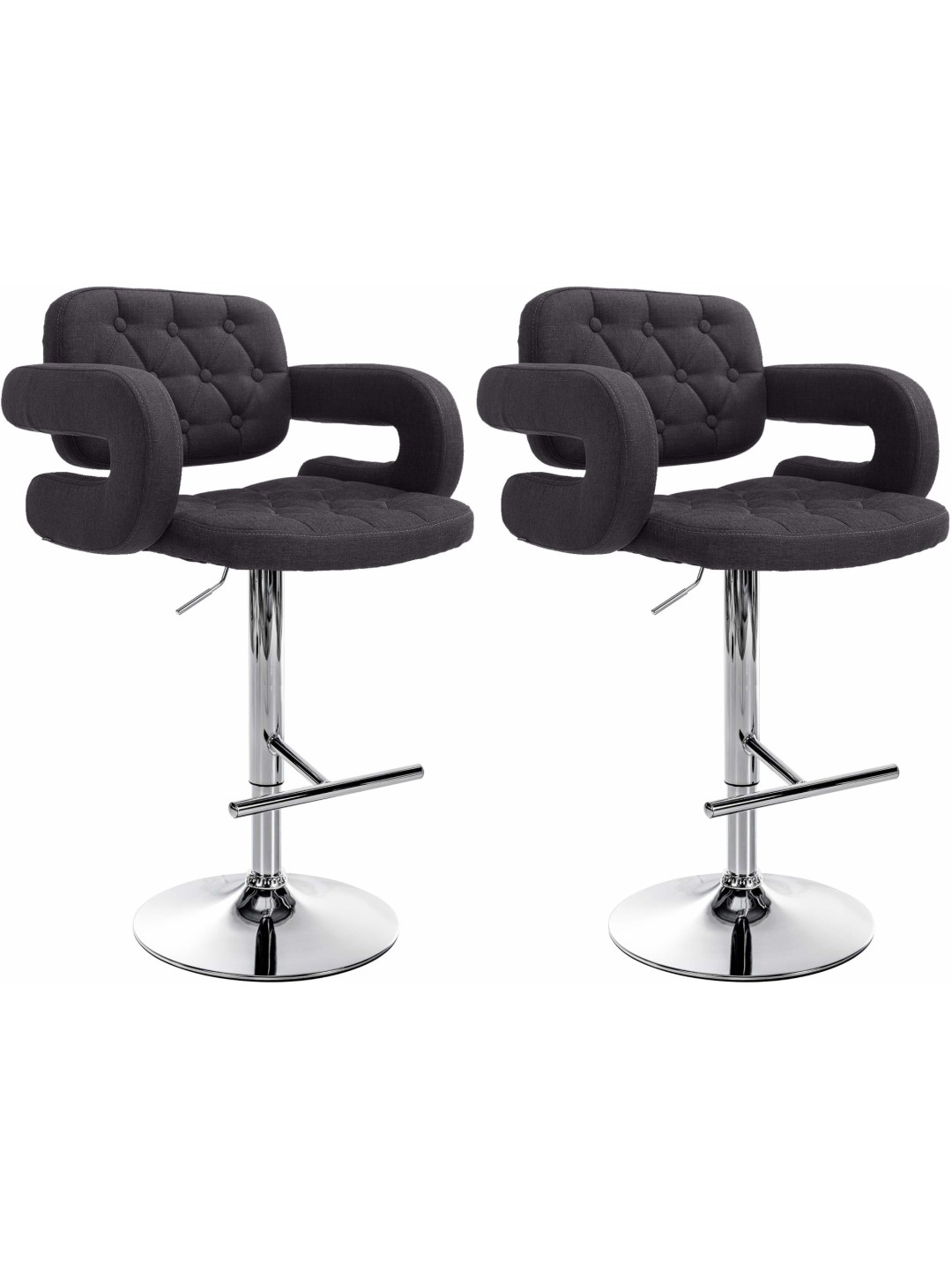 Lot de 2 tabourets de bar Dublin tissu C, noir