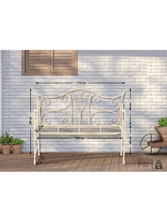 Banc de jardin Tara, crème antique