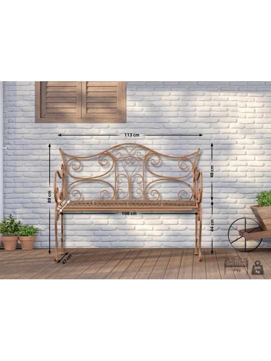 Banc de jardin Tara, brun antique