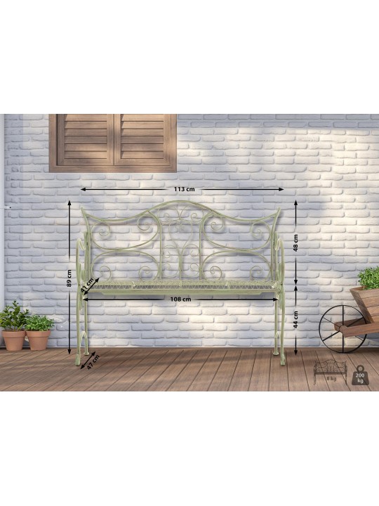 Banc de jardin Tara, blanc antique