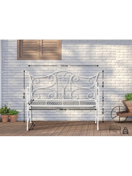 Banc de jardin Tara, blanc