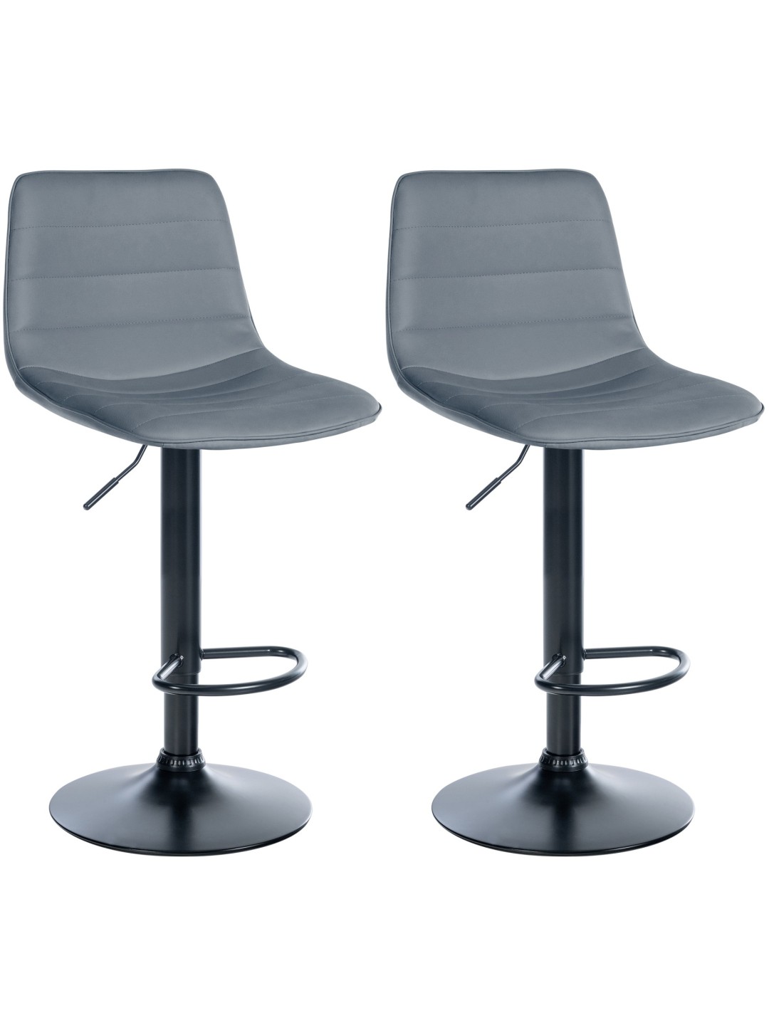 Lot de 2 tabourets de bar Lex simili cuir B, gris