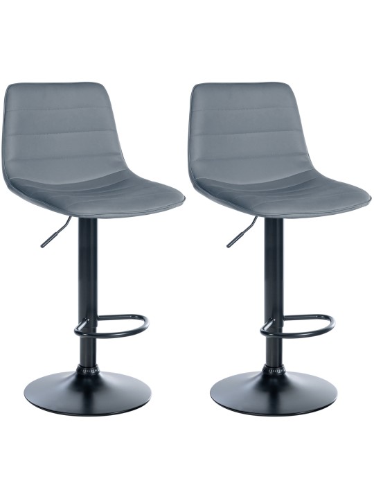 Lot de 2 tabourets de bar Lex simili cuir B, gris