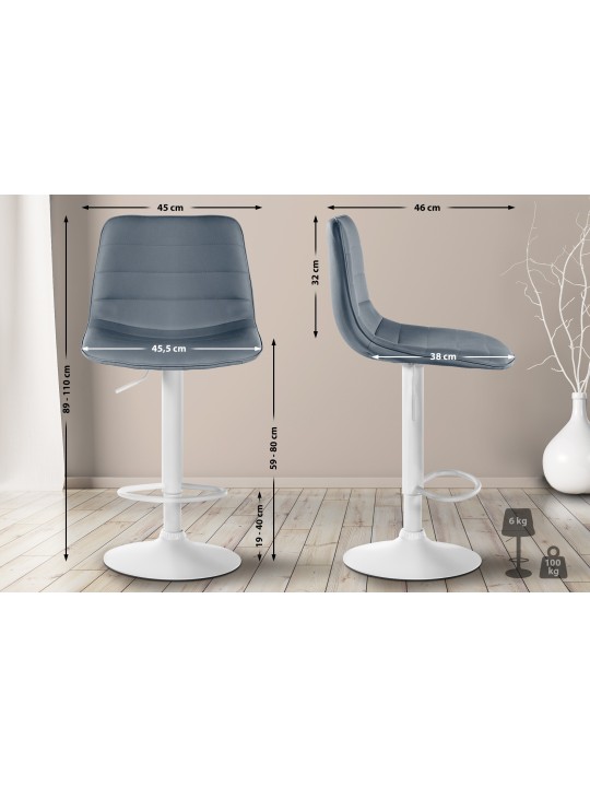 Lot de 2 tabourets de bar Lex simili cuir W, gris Lot de 2 tabourets de bar Lex simili cuir W, gris