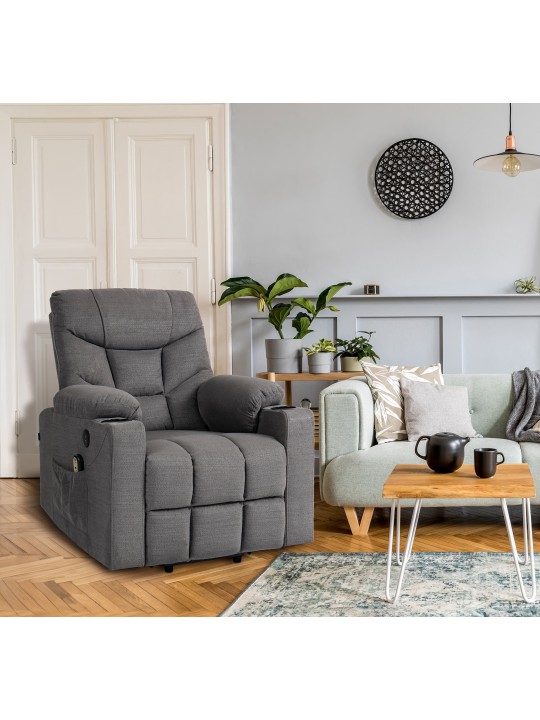 Fauteuil Andover en tissu, gris