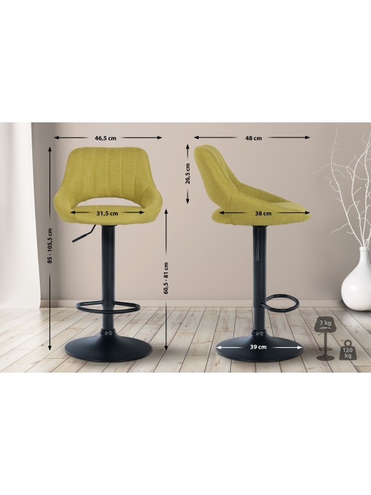 Tabouret de bar Milet tissu, vert