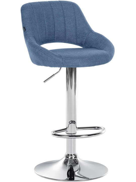 Tabouret de bar Milet tissu chrome, bleu Tabouret de bar Milet tissu chrome, bleu