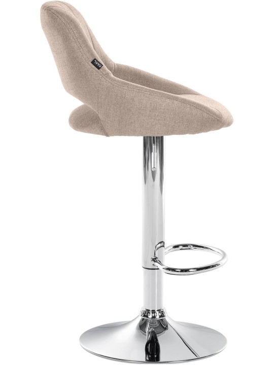 Tabouret de bar Milet tissu chrome, taupe