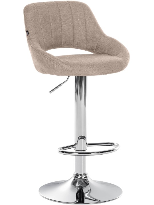 Tabouret de bar Milet tissu chrome, taupe